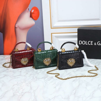 Dolce&Gabbana Devotion Croco Small Trendy Bag black